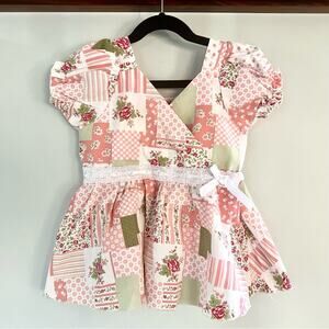 Little Lindsey Girls Patchwork Floral Peplum Top | Cottagecore | Size 4T